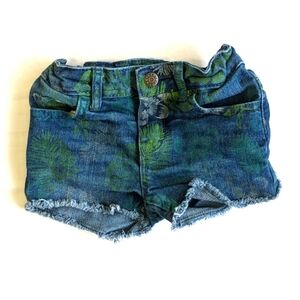 joe fresh tropical floral printed denim cut off jean shorts 2T toddler girls